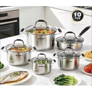 Haus Roland Stainless Steel Cookware Set 20/22/24/26Cm And 26Cm Frying Pan - 5Set Pot