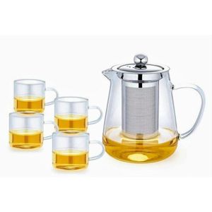Glass Teapot, Coffee Maker with Strainer and Cups