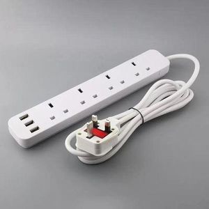 Long Cable,4-Way Extension Box with 3 USB Ports Multi Socket Power Strip with USB Charger Extension Cord Power Strip with USB Ports 4 Socket Extension Lead with USB Charging Ports