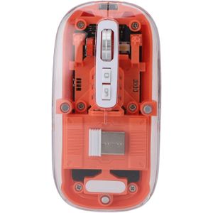 Denash Transparent Mouse, Rechargeable Wireless Bluetooth Mouse with Silent Click, Seven Color Breathing Light, 800, 1200, 1600 DPI,3 Devices Connection for PC/Laptop( Orange)