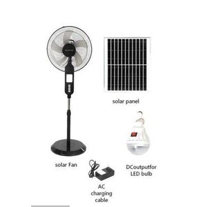 CHARWEEK Solar Rechargeable Oscillating fan with bulb and 20W solar panel