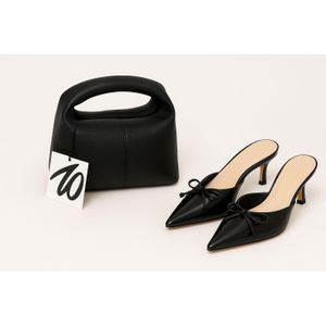 Elegant Black Pointed-Toe Heels & Mini Handbag Set for Women  