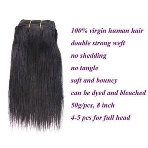 Straight Hair 1 Bundle 50g/pc Short  Hair Straight 8 Inch Unprocessed  Hair Extensions Natural Color