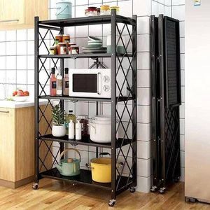 5 Layers Foldable Steel Shelves With Wheels 