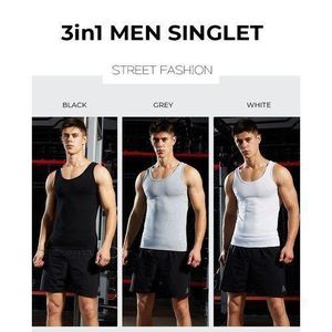 -in-1 Premium Singlet Men's (UnderWear) – Black/White/Grey 3in1 