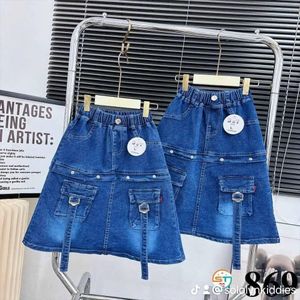  Girls Utility Cargo Denim Skirt