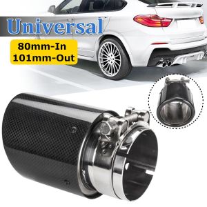 Winwolf Universal Glossy Carbon Fiber Exhaust Tip - 80mm Inlet / 101mm Outlet - Stainless Steel Muffler Tailpipe Trim, Clamp-On Design, Heat Resistant 1 Piece
