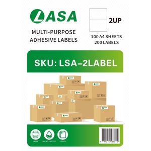 LASA LASA 200 Labels A4 Adhesive - 100 Sheets, White Paper, Compatible with All Printing Devices