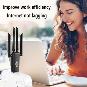USB WiFi Repeater with 4 High-Gain Antennas, Wireless Connection and Network Range Extender for Home, Office and Travel, Stable High-Speed Internet Adapter for Streaming, Gaming, Video Calls and Online Learning.