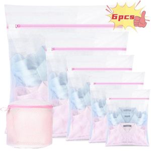 Set of 6 Mesh Laundry Bags with Zipper Washer Fine Mesh Laundry Bags, Reusable and Durable Mesh Laundry Bags for Delicate Shirts, Socks, Underwear, Bras, Lingerie, Baby Clothes