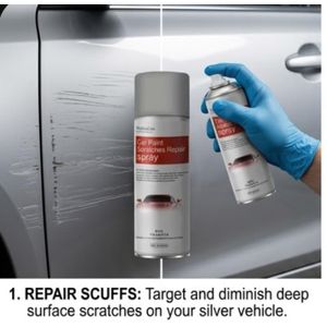 2-in-1 Car Scratch Remover Repair Spray – Instant Auto Paint Restoration Aerosol for Toyota, Honda, Lexus & All Vehicles Covers Scratches, Chips & Faded Paint DIY Car Body Repair Kit car scratch remover, car paint spray, auto scratch fix spray Silver
