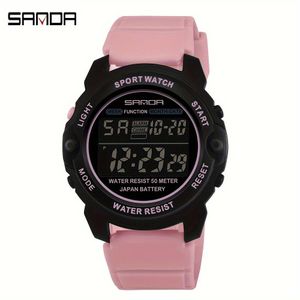 Sanda Fashion Sports Ladies Watches TPU Strap Casual LED Digital Watch Women'S Wristwatches for Women Clock