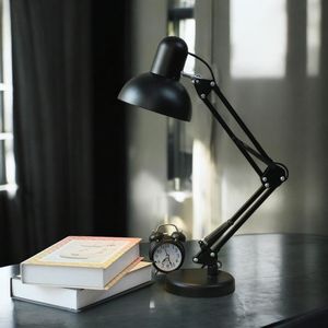 Classic Adjustable Swing Arm Desk Lamp - Flexible Metal Architect Table Light for Study, Office, Reading & Crafting (black)