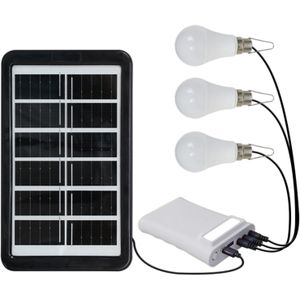 Outdoor Camping Solar LED Light Kit with 2.8m Extended Cord Hanging Lamp Bulb IPX6 Waterproof Multi-Device Charging (White)