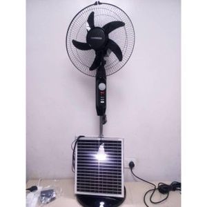 CHARWEEK Reachable Quality 16-inches Standing Solar Fan + Solar Panel + In-built Reachable Batteries+ Energy Saving Led Light Buld