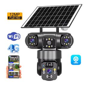 3-Lens Solar Security Camera – 5MP Outdoor 4G Wireless CCTV with Night Vision & Motion Alerts