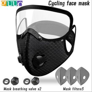 GUUO Cycling Face Mask with Eye Protection Shield, Full Protection, Includes 3 Activated Carbon Filters + 2 Breathing Valves