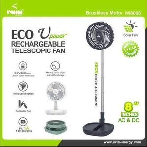 IWIN  Rechargeable fan 8 INCHES adjustable height .3blades Iwin8008