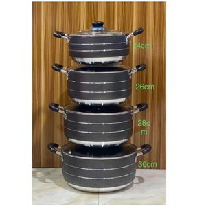 Non stick cooking pot _big size_24_26_26_30cm - black/brown