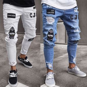 Western High-street Ripped Jeans Heavily Washed Destroyed Beggar Jeans  Slim-fit Pants Retro Jeans Fashion Hip Hop Streetwear