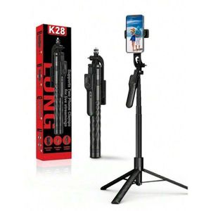 K28 Handheld Bluetooth-Compatible Selfie Stick Tripod 175cm Extendable Aluminum Alloy Live Streaming Stand