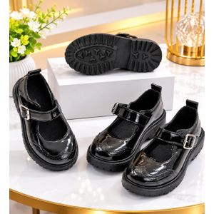 Kids Black Cortina School Shoes - Glossy Mary Jane Shoes