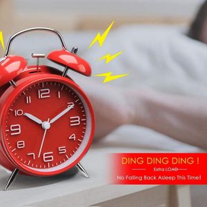 Twin Bell Alarm Clock, Analog Quartz Alarm Clock Silent Non-Ticking Alarm Clock, Vintage Alarm Clock with Night Light for Heavy Sleepers - Bedside Desk Table Alarm Clock, Twin Bell Loud Alarm Clock for Heavy Sleerpers
