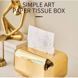 Home & Beyond Luxury Gold Minimalist Tissue Box Holder – Modern Decorative Rectangular Tissue Dispenser