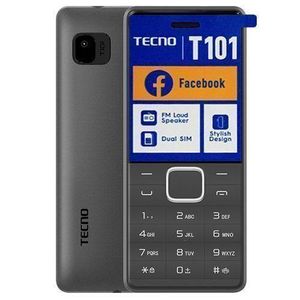 Tecno T101 : Small Button Phone Wireless FM Loudspeaker, Bright Torch, Dual SIM Card - Black