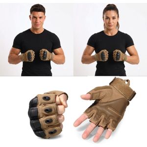 Tactical Half Finger Gloves for Weightlifting, Sports, Hiking, Cycling, Travelling, Camping, Outdoor, Motorcycle Riding Fingerless Half Finger Men Women Work Outdoor Gloves (Brown)