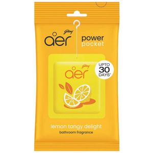 6X Godrej Aer Power Pocket Bathroom Fragrance -Bright Tangy Delight 10g 
