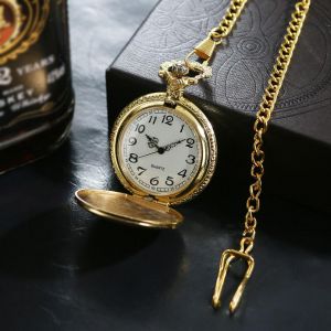 Vintage Flip Cover Elegant Pocket Watch with Classic Quartz Movement