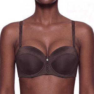 Binnys Elegant Dark Brown Design Balconette Bra,Fixed Foam Padded Bra, Satin Splicing,Underwire for Sunday Church Special Occasions, Ladies T-Shirt Brassiere