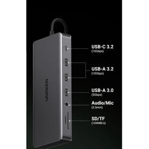UGREEN 13-in-1 USB-C Hub with Triple 4K Display, DP 10Gbps, , PD100W, SD/TF Docking Station for MacBook Pro Air, Dell XPS