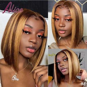 Women Brownish Yellow Short Straight Wigs With Closure