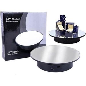New 25cm Rotating Display Stand 360 Degree Electric Rotating Turntable With Mirror for Photography Products