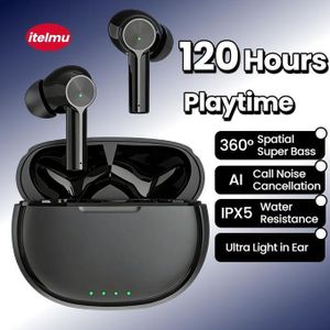 itel  Earbuds Wireless Bluetooth 5.3 Headphones with Deep Bass, IPX5 Waterproof Earphones for iPhone/Samsung/Android, Long Playtime, C-Bridge Design