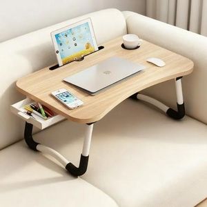 Multifuctional Foldable,Laptop,Reading Table With Cup Holder-With Side Drawer