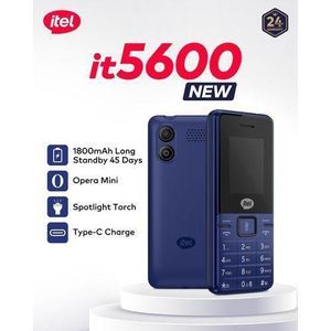 itel 5600 Wireless FM 1'7 inch Display 1800mah Torch Type-C, Black