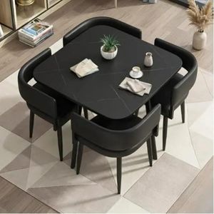 Modern 4-Seater Dining Table Set With Cushioned Chairs