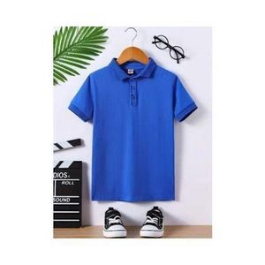 Children's Sports kids Polo Shirt With Button-down Collar - Blue for boys and girls size12