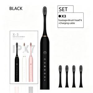 Electric Toothbrush Set 4 Brush Heads- Black