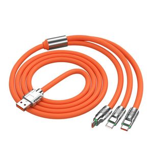 Two 120W three-in-one rotating elbow fast charging data cables