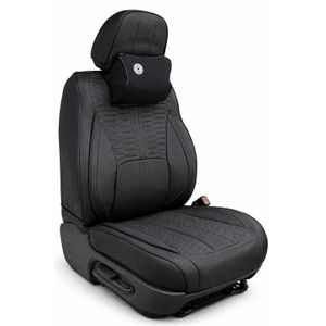 Premium Universal Leather/fabric Charcoal Black Vehicle Seat Cover For 5 Seaters