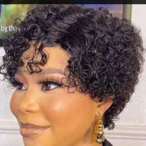 Original Hair Short Curly Hair With Invisible Part.