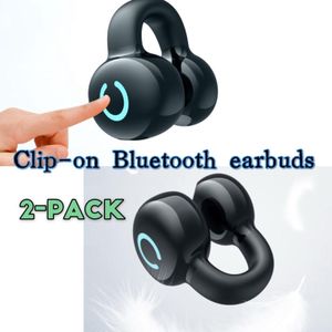 2 Pack Ear-Clip Bluetooth Headphone Dual Connect Two Phones Single Ear Business Headset