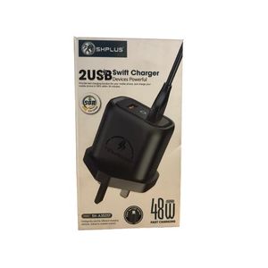 SHPLUS SH-A3525T 48W Dual USB-A Swift Turbo Charger - Black