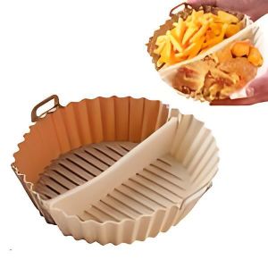 Air Fryer Silicone Liners Divided, Thick Reusable Silicone Baking Mat for 3-5QT Air Fryer, Non-Stick Oven Accessories, Replacement for Parchment Paper, Dishwasher Safe