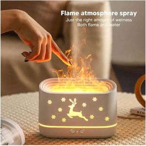 Flame Atmosphere Humidifier – LED Flame Effect Essential Oil Aroma Diffuser, USB Air Humidifier for Home & Office