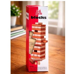 54-piece wooden block stacking game